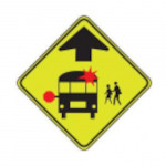 school bus stop ahead sign
